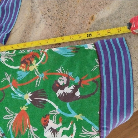 Anthropologie Claire Colin monkey green Forest Friends women's pant small - Picture 3 of 5